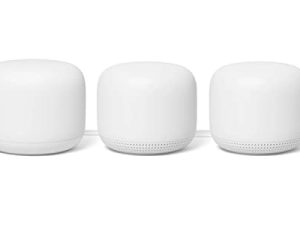 Google Nest WiFi Router 3 Pack (موجه واحد وموسعان) موجهات شبكة Wi-Fi من الجيل الثاني 4x4 AC2200 بتغطية 6600 قدم مربع (مجددة)