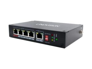 موسع POE 4 منافذ من LINOVISION IEEE 802.3af / عند مكرر POE حتى 820 قدمًا من الطاقة عبر إيثرنت عبر كابل Cat5 / 6 ، مقسم POE إلى 4 أجهزة POE مثل كاميرات IP ، هاتف IP ، نقطة وصول لاسلكية