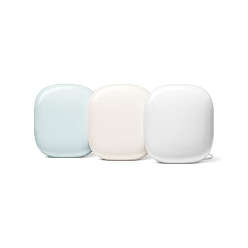 Google Nest WiFi Pro - Wi-Fi 6E - نظام Wi-Fi منزلي موثوق به مع سرعة عالية وتغطية منزلية كاملة - موجه شبكة Wi-Fi - 3 عبوات - ثلج ، كتان ، ضباب Google Nest WiFi Pro - Wi-Fi 6E - نظام Wi-Fi منزلي موثوق به مع سرعة عالية وتغطية منزلية كاملة - موجه شبكة Wi-Fi - 3 عبوات - ثلج ، كتان ، ضباب