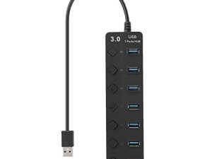 Tosuny USB Hub مع محول طاقة مفتاح التبديل ، محطة إرساء USB جديدة ذات 7 منافذ مع شريحة عالية السرعة 5 جيجابايت / ثانية ، محول USB 3.0 Hub للكمبيوتر / الكمبيوتر المحمول ، التعرف التلقائي على الجهاز والتوصيل والتشغيل