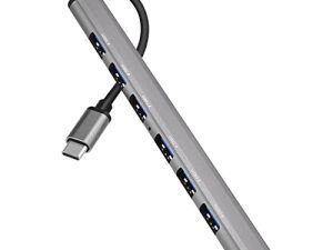 USB C Hub - موزع USB-C من الألومنيوم (7 منافذ) لمحول USB متعدد المنافذ مع منفذ USB 3.0 و 6 منافذ USB 2.0 لأجهزة MacBook Air و MacBook Pro وأجهزة الكمبيوتر المحمولة USB-C والمزيد من أجهزة USB C