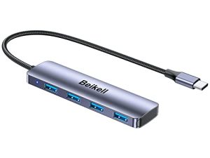 USB C Hub و Beikell 4-Port Type C to USB 3.0 Hub - 5 جيجابت في الثانية سرعة نقل فائقة النحافة من سبائك الألومنيوم لمركز بيانات MacBook Pro و iPad Pro و iMac و XPS والكمبيوتر المحمول والأجهزة المحمولة وغيرها من الأجهزة من النوع C.