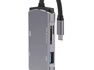 KOMBIUDA 1 قطعة محول Hub محول الأجهزة محركات نقل نوع c USB رمادي فلاش توسيع نوع الفيديو - قارئ الكمبيوتر المحمول للبيانات Sd بطاقة متعددة الوظائف كمبيوتر محمول USB- الفاصل