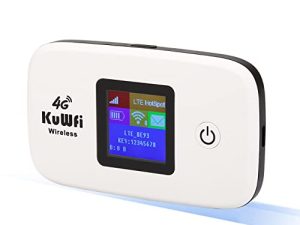 نقطة اتصال WiFi متنقلة | جهاز KuWFi 4G LTE مفتوح لنقطة اتصال Wi-Fi | راوتر واي فاي محمول مع فتحة لبطاقة SIM لدعم السفر B2 / B4 / B5 / B12 / B17 لـ AT & T / T-Mobile