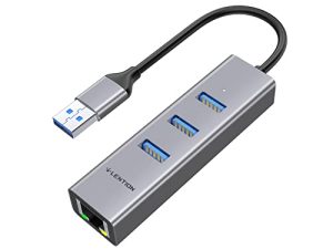 LENTION USB Hub إلى 3 USB 3.0 و Gigabit Ethernet LAN RJ45 ، محول شبكة متوافق مع MacBook Air / Pro (2009-2015) ، Surface ، Chromebook ، المزيد من الأجهزة من النوع A ، معتمد من برنامج التشغيل الثابت (H23s ، رمادي فلكي)
