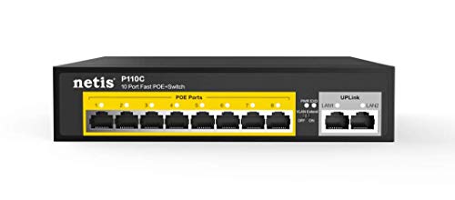 Netis P110C 8 POE + 2 upink 100M Standard Fast Ethernet POE / POE + سويتش مع التوصيل والتشغيل | الأجهزة المتوافقة مع معيار IEEE 802.3at / af المزودة بوظيفة MDI / MDIX التلقائية | ميزانية الطاقة POE 120 واط Netis P110C 8 POE + 2 upink 100M Standard Fast Ethernet POE / POE + سويتش مع التوصيل والتشغيل | الأجهزة المتوافقة مع معيار IEEE 802.3at / af المزودة بوظيفة MDI / MDIX التلقائية | ميزانية الطاقة POE 120 واط