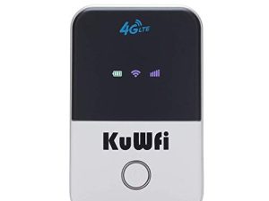 KuWFi 4G LTE موبايل واي فاي هوت سبوت مفتوح للسفر راوتر لاسلكي 4G مع فتحة لبطاقة SIM يدعم LTE FDD B2 / B4 / B5 / B12 / B17 لشبكة AT & T / T-Mobile