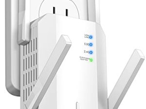 flvowin 2022 الجديد كليًا WiFi Extender Internet Signal Booster حتى 6000 قدم مربع ، معزز مكرر لاسلكي ، مضخم مع منفذ إيثرنت ، إعداد مفتاح واحد ، طويل المدى للمنزل ، 35 جهازًا