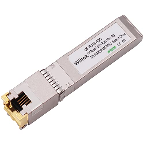 Wiitek SFP + to RJ45 Copper Modules، 10GBase-T Transceiver متوافق مع Ubiquiti UF-RJ45-10G (Cat 6a / 7 or Better، 30-Meter) Wiitek SFP + to RJ45 Copper Modules، 10GBase-T Transceiver متوافق مع Ubiquiti UF-RJ45-10G (Cat 6a / 7 or Better، 30-Meter)