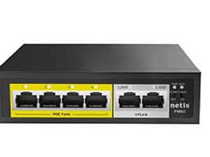 Netis PE6105 5-Port 10 / 100Mbps Speed Ethernet PoE + Switch | 4 منافذ PoE 65W Power و 1 Port Uplink مع IEEE 802.3at / af الأجهزة التي تعمل بالطاقة المتوافقة