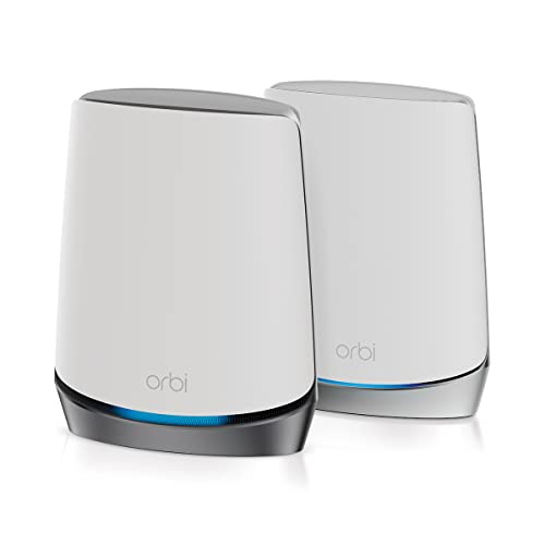 NETGEAR Orbi 5G Tri-Band WiFi 6 Mesh System (NBK752) - راوتر مع موسع قمر صناعي واحد | تغطية تصل إلى 5000 قدم مربع ، 40 جهازًا | AX4200 (حتى 4.2 جيجابت في الثانية) NETGEAR Orbi 5G Tri-Band WiFi 6 Mesh System (NBK752) - راوتر مع موسع قمر صناعي واحد | تغطية تصل إلى 5000 قدم مربع ، 40 جهازًا | AX4200 (حتى 4.2 جيجابت في الثانية)