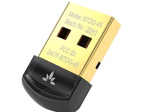 Avantree DG45 Bluetooth 5.0 USB Dongle ، محول بلوتوث للكمبيوتر المكتبي والكمبيوتر المحمول ، نقل لاسلكي لسماعات البلوتوث ومكبرات الصوت وطابعات الماوس والموسيقى والمكالمات ، Windows 11/10 / 8.1 / 8