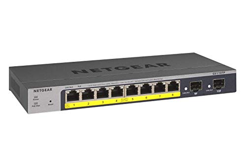 NETGEAR 8-Port PoE Gigabit Ethernet Smart Switch (GS110TP) - مُدار مع 8 x PoE + @ 55W، 2 x 1G SFP، Desktop NETGEAR 8-Port PoE Gigabit Ethernet Smart Switch (GS110TP) - مُدار مع 8 x PoE + @ 55W، 2 x 1G SFP، Desktop