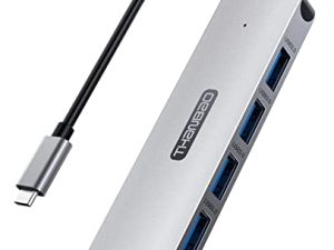 USB C Hub 4 in 1 - USB C محمول إلى USB Hub مع 4 منافذ USB 3.0 ومحول ألومنيوم Dongle USB C متوافق مع MacBook Pro / Air و iPad Pro و Dell و XPS و Surface وأجهزة أخرى من النوع C