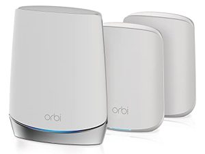 NETGEAR Orbi Whole Home Tri-Band Mesh WiFi 6 System (RBK653) - موجه مع موسعين للأقمار الصناعية ، وتغطية تصل إلى 6000 قدم مربع ، و 40 جهازًا ، و AX3000 (حتى 3 جيجابت في الثانية)