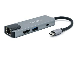 محول USBC HUB إلى HDMI مع منفذ Ethernet Multiport Dock 6 في 1 4K HDMI USB3.0 منفذ SD / TF قارئ بطاقات فتحة PD Type C منفذ شحن سريع USB-C مقسم لأجهزة MacBook Pro Chromebook وأجهزة USB C