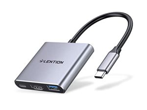 موزع USB C 3 في 1 من LENTION مزود بتوصيل طاقة 100 وات ، USB 3.0 و 4 K HDMI لـ 2022-2016 MacBook Pro ، جهاز Mac Air / Surface / Chrome / Steam ، المزيد ، محول تشغيل ثابت (CB-C14 ، رمادي فلكي)