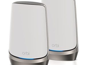 NETGEAR Orbi Quad-Band WiFi 6E Mesh System (RBKE962) ، موجه مع 1 موسع للأقمار الصناعية ، سرعة 10.8 جيجابت في الثانية ، تغطية تصل إلى 6000 قدم مربع ، 200 جهاز ، منفذ إنترنت 10 جيجا ، AXE11000802.11 Ax