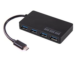 JIMAT Ultra Thin USB 3.1 4 Hub ، USB Type C to USB 3.0 Type A 4 Port Extension Cable Splitter Adapter | Win XP Vista 7 8 10 Linux Mac OS X 10.2 وأجهزة USB-C أخرى (USB-C إلى USB-A 4 Hub)