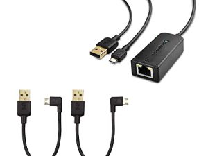 Cable Matters Micro USB إلى Ethernet Adapter حتى 480 ميجا بت في الثانية لبث العصي بما في ذلك Chromecast و Google Home Mini والمزيد - غير متوافق مع جهاز Roku وكابل USB بزاوية قائمة كومبو