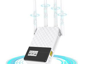WJOY WiFi Extender-1200Mbps WiFi Range Extender Cover يصل إلى 5000 قدم مربع و 35 جهازًا ، معزز WiFi مع شاشة LED ، مقوي إشارة WiFi للمنزل / الفندق / المكتب ، مع Ethernet Port-2022 الأحدث