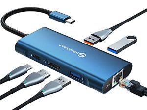 USB C Hub و UtechSmart 6 in 1 USB C to HDMI Adapter with 1000M Ethernet، Power Delivery Pd Type C Charging Port، 3 USB 3.0 Ports Adapter متوافق مع أجهزة MacBook Pro و Chromebook و USB C (أزرق)