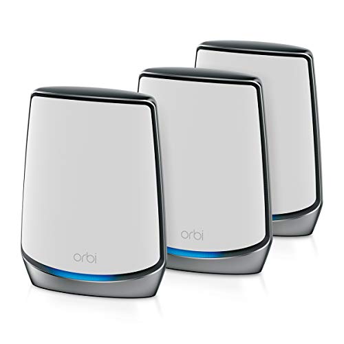 NETGEAR Orbi Whole Home Tri-band Mesh Wi-Fi 6 System (RBK853) - موجه مع موسعين للأقمار الصناعية ، تغطية تصل إلى 7500 قدم مربع ، 100 جهاز ، AX6000 (حتى 6 جيجابت في الثانية) NETGEAR Orbi Whole Home Tri-band Mesh Wi-Fi 6 System (RBK853) - موجه مع موسعين للأقمار الصناعية ، تغطية تصل إلى 7500 قدم مربع ، 100 جهاز ، AX6000 (حتى 6 جيجابت في الثانية)