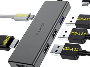 محطة إرساء USB C إلى مهايئ HDMI مزدوج ، 6 في 1 USB C Hub شاشات HDMI مزدوجة لنظام التشغيل Windows ، محول USB C مع HDMI مزدوج ، 3 منافذ USB ، PD متوافق مع Dell XPS 13/15 ، Lenovo Yoga ، إلخ