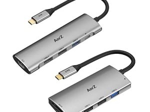 USB C Hub ، USB C hub Multiport Adapter AorZ 5 in 1 USB c Dongle مع مخرج HDMI 4K ، منافذ USB 3.0 / 2.0 ، شاحن PD ، متوافق مع المزيد من أجهزة Type C ، محطة إرساء الكمبيوتر المحمول USB-C ، محول 6 في 1 Macbook