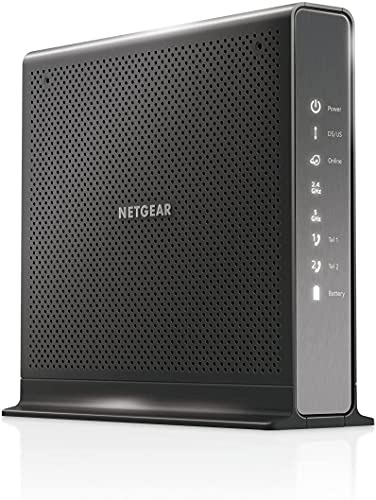 NETGEAR Nighthawk Cable Modem WiFi Router Combo with Voice C7100V - يدعم كابل Xfinity والخطط الصوتية حتى 600Mbps ، 2 خط هاتف ، AC1900 WiFi Speed ، DOCSIS 3.0 NETGEAR Nighthawk Cable Modem WiFi Router Combo with Voice C7100V - يدعم كابل Xfinity والخطط الصوتية حتى 600Mbps ، 2 خط هاتف ، AC1900 WiFi Speed ، DOCSIS 3.0