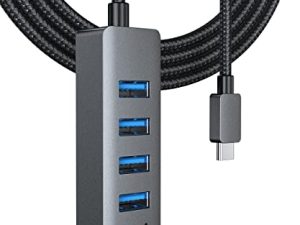 كابل USB C إلى USB Hub طويل 4 قدم ، فاصل أحادي رفيع من النوع C إلى USB 3.0 [متوافق مع Thunderbolt 3/4] لأجهزة MacBook Pro / Air M1 و Dell XPS و Surface Laptop 4 | محركات الأقراص الثابتة وأجهزة MIDI وكاميرا الويب والمزيد