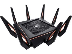 راوتر ASUS ROG Rapture WiFi 6 للألعاب (GT-AX11000) - راوتر لاسلكي ثلاثي النطاق بسرعة 10 جيجابت ، وحدة معالجة مركزية رباعية النواة 1.8 جيجاهرتز ، WTFast ، منفذ 2.5G ، متوافق مع AiMesh ، مضمن أمان الإنترنت مدى الحياة ، AURA RGB