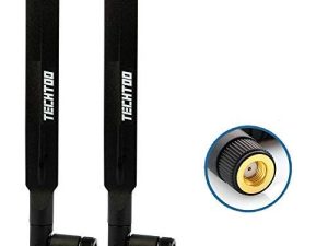 هوائي TECHTOO 3G 4G LTE نطاق عريض 5dbi 700-2600Mhz Omni Directional GSM WiFi Antenna مع موصل RP SMA لموسع النطاق اللاسلكي لنقطة وصول جهاز التوجيه CEP وأجهزة الشبكة الأخرى (عبوتان)