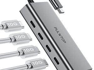 4 منافذ USB-C Hub 10Gbps لأجهزة الكمبيوتر المحمول (نقل البيانات فقط ، لا يدعم الطاقة والشاشة) USB C إلى USB C Hub - USB-C Male to 4 * USB-C Female USB Hub Multiport Adapter for MacBook Pro ، Chromebook ، iMac ، XPS