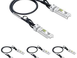 # 10Gtek # [4-Pack] 10G SFP + DAC Cable - 10GBASE-CU Passive Direct Attach Copper Twinax SFP Cable for Cisco SFP-H10GB-CU0.25M، Meraki MA-CBL-TA-0.25M، Fortinet، Ubiquiti UniFi، 0.25- متر (0.82 قدم)
