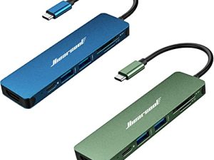 USB C Hub ، محول Hiearcool USB C Dongle لجهاز MacBook Pro ، 7 في 1 USB C إلى محول HDMI متعدد المنافذ متوافق مع أجهزة الكمبيوتر المحمولة USB C والأجهزة الأخرى من النوع C (أخضر + أزرق ليلي)