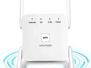 مكرر شبكة WiFi - معزز مكرر إشارة لاسلكي 1200Mbps ، موسع إشارة لاسلكي مزدوج النطاق 2.4G و 5G ، 4 هوائيات 360 درجة تغطية كاملة ، تمديد إشارة WiFi إلى أجهزة المنزل الذكي （AK1200 White）