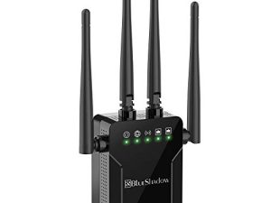 موسع واي فاي Blueshadow AC1200 معزز إشارة لاسلكي مزدوج النطاق مع 2 منفذ إيثرنت تغطية وظيفة WPS تصل إلى 1000 قدم مربع و 20 جهازًا موسع إشارة WiFi ونقطة وصول للمنزل