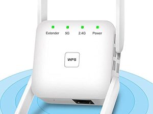 موسع نطاق واي فاي ، معزز مكرر إشارة لاسلكي 1200Mbps ، موسع إشارة لاسلكي مزدوج النطاق 2.4G و 5G ، 4 هوائيات 360 درجة تغطية كاملة ، تمديد إشارة WiFi إلى أجهزة المنزل الذكي （1200M）