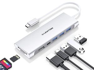 LENTION USB C Multiport Hub مع 4K HDMI ، 3 USB 3.0 ، قارئ بطاقات SD / Micro SD ، 100 واط PD متوافق مع 2022-2016 MacBook Pro ، New Mac Air ، أجهزة أخرى من النوع C ، محول برنامج تشغيل ثابت (CB-C36B ، فضي)