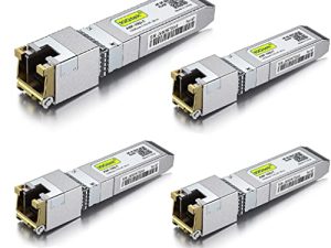 10GBase-T SFP + Transceiver ، 10G T ، 10G Copper ، RJ-45 SFP + CAT.6a ، حتى 30 مترًا ، متوافق مع Cisco SFP-10G-TS ، Ubiquiti UniFi UF-RJ45-10G ، Fortinet ، Netgear ، D-Link ، وأكثر ، 4 عبوات