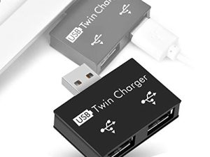 USB Splitter Hub ، USB 2.0 Hub Adapter 2 Port USB Ultra Slim Data Hub لشحن الجهاز (أسود)