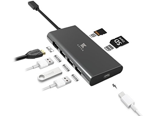 KOTEA USB C HUB ، محول من النوع C مع HDMI 4K ، 3 USB 3.0 ، قارئ بطاقات SD / TF ومنفذ شحن من النوع C لأجهزة MacBook Pro و Google Chromebook و XPS والمزيد من أجهزة USB C KOTEA USB C HUB ، محول من النوع C مع HDMI 4K ، 3 USB 3.0 ، قارئ بطاقات SD / TF ومنفذ شحن من النوع C لأجهزة MacBook Pro و Google Chromebook و XPS والمزيد من أجهزة USB C