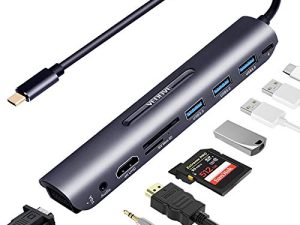 محول USB C Hub HDMI VGA- [تمت ترقيته] VEOOVE 9 منفذ USB من النوع C إلى HDMI 4K لمحطة Samsung Dex لهاتف Galaxy S10 / S9 / S8 Note 9/8 ، متوافق مع MacBook Pro 2018 2017 / Air 2018/2019 More (رمادي غامق )