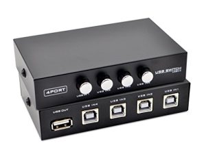 OLLGEN 4 منافذ USB 2.0 مشاركة دليل صندوق التبديل Hub 4 قطع مشاركة الجلاد 1 جهاز USB للماسحة الضوئية طابعة لوحة مفاتيح الكاميرا (4 منافذ)