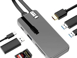 USB C Hub ، NIAO-CHAO USB-C Hub مع 4K HDMI ، 3 منافذ USB 3.0 ، 100 وات توصيل الطاقة ، قارئ بطاقات SD / TF لأجهزة MacBook Pro و MacBook Air و iPad Pro و HP و XPS والمزيد من الأجهزة من النوع C