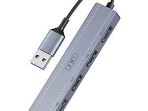 موزع USB 3.0 Hub ، موسع USB رباعي المنافذ من TargetGo ، موزع بيانات فائق النحافة مناسب للكمبيوتر أو الكمبيوتر المحمول ، يمد المزيد من أجهزة USB A مثل الماوس ولوحة المفاتيح ومحرك الأقراص المحمول ومحرك الأقراص الثابتة المحمول والميكروفون والمزيد.