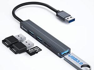 موزع USB صغير ، محول متعدد المنافذ 4 في 1 مع منفذ USB 3.0 عالي السرعة ، منفذ USB 2.0 وقارئ بطاقات TF ، محور بيانات محمول فائق النحافة قابل للتطبيق لأجهزة الكمبيوتر المحمول والكمبيوتر الشخصي و iMac Pro و MacBook Air و USB Splitter