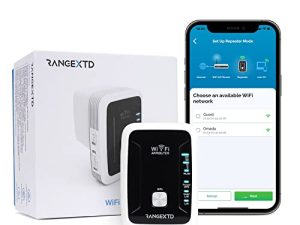 RANGEXTD WiFi Extender مع منفذ Ethernet - مضخم إشارة WiFi يزيد من تغطية WiFi المنزلية | نطاق WiFi أحادي النطاق 2.4 جيجا هرتز يعمل على إصلاح البقع الميتة | سرعة تصل إلى 300 ميجابت في الثانية ، 10 أجهزة واي فاي مكرر