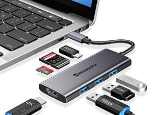 Minisopuru USB C Dock ، محول متعدد المنافذ 7 في 1 USB C Hub مع 4K HDMI ، 3X USB 3.0 ، 100 واط توصيل الطاقة ، قارئ بطاقات SD / TF ، محول USB C لأجهزة MacBook Pro ، Air ، iPad Pro ، Dell ، XPS ، HP ، Lenovo و اكثر